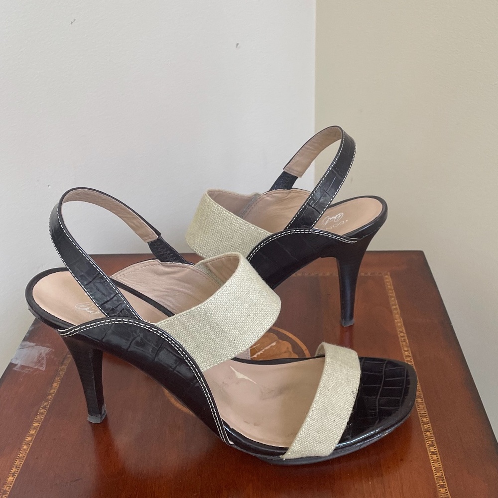 Donald J Pliner Nika Canvas and Leather Slingback Heel